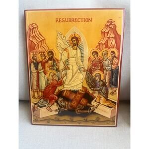 RESURRECTION of JESUS ICON Wood Wall Plaque Windows into Heaven